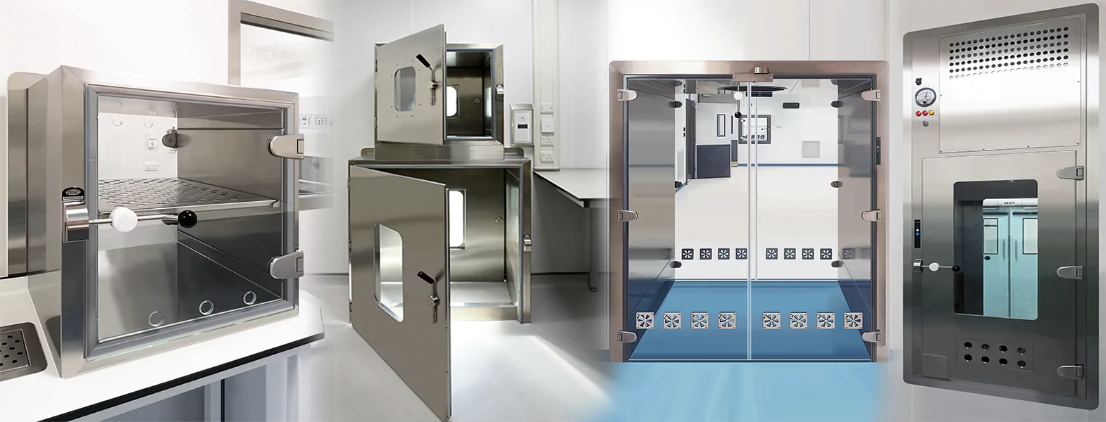 Our hatches which are among the best on the market, also known as a pass box, pass chamber, or pass through, help reduce the risk of physical movement or transfer of harmful bacteria and pressure loss when transferring equipment between different classification areas within cleanrooms or controlled environments.