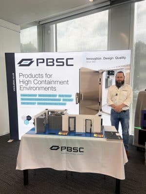 Neil Roper, General Manager at PBSC stands alongside the PBSC display at EBSA 2025.