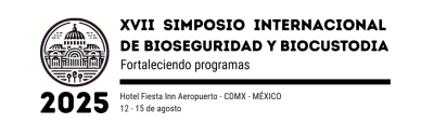 Banner image for the XVII Simposio Internacional de Bioseguridad y Biocustodia, held in CDMX in August 2025.