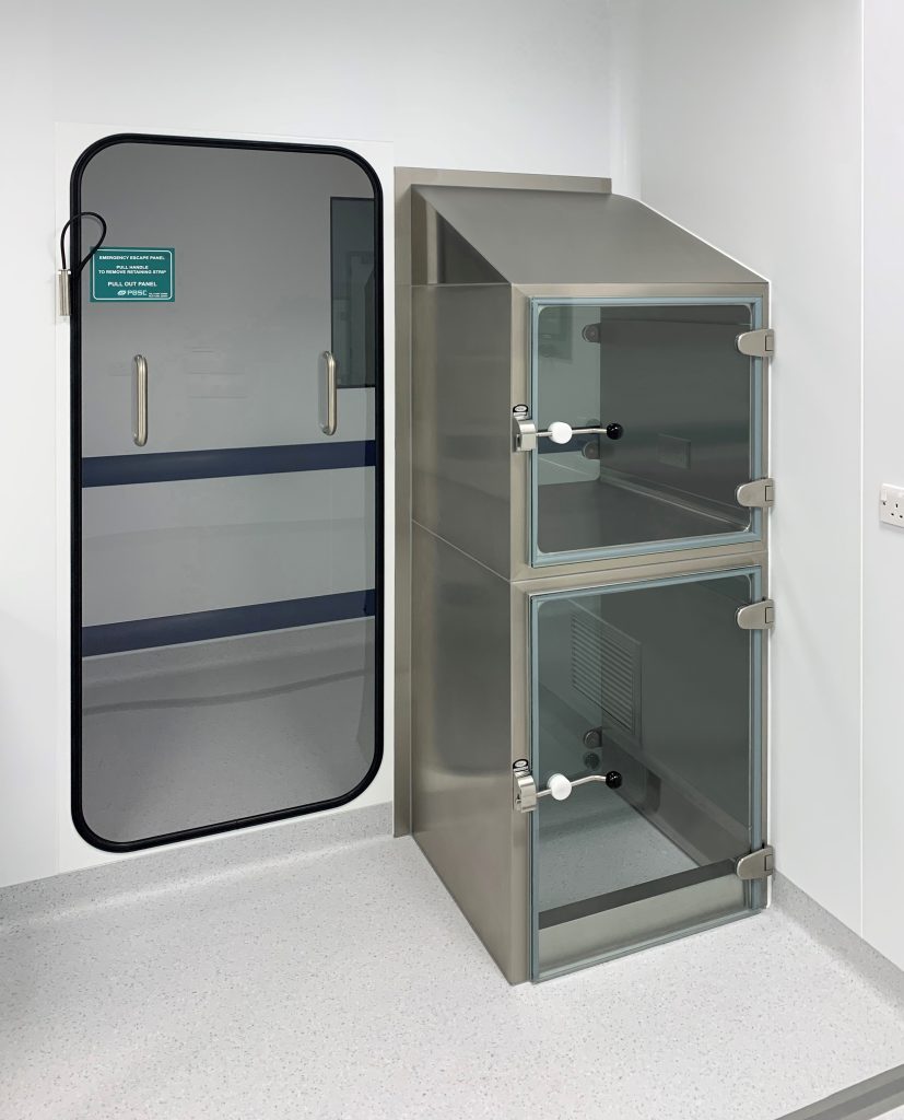 Emergency escape panel, bop, brake out panel, kick out panel, cleanroom, PBSC, pharma, lab, medical, research